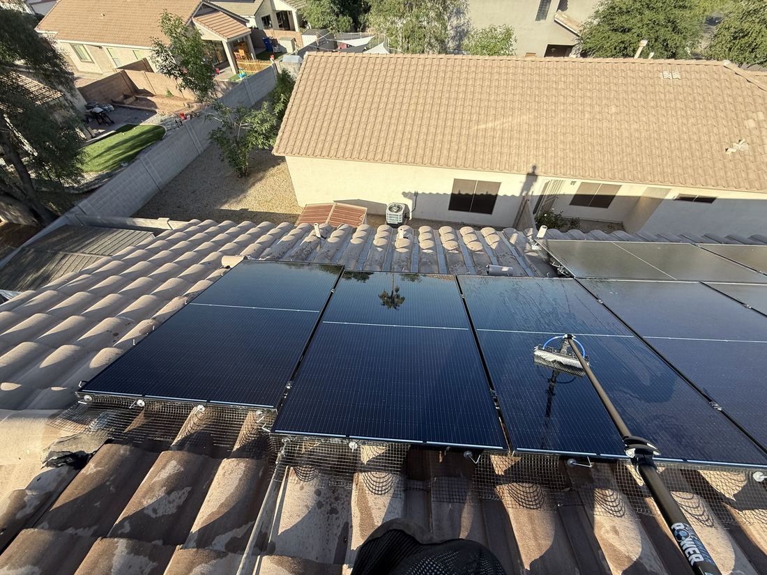 Rooftop solar panel detail in Mesa